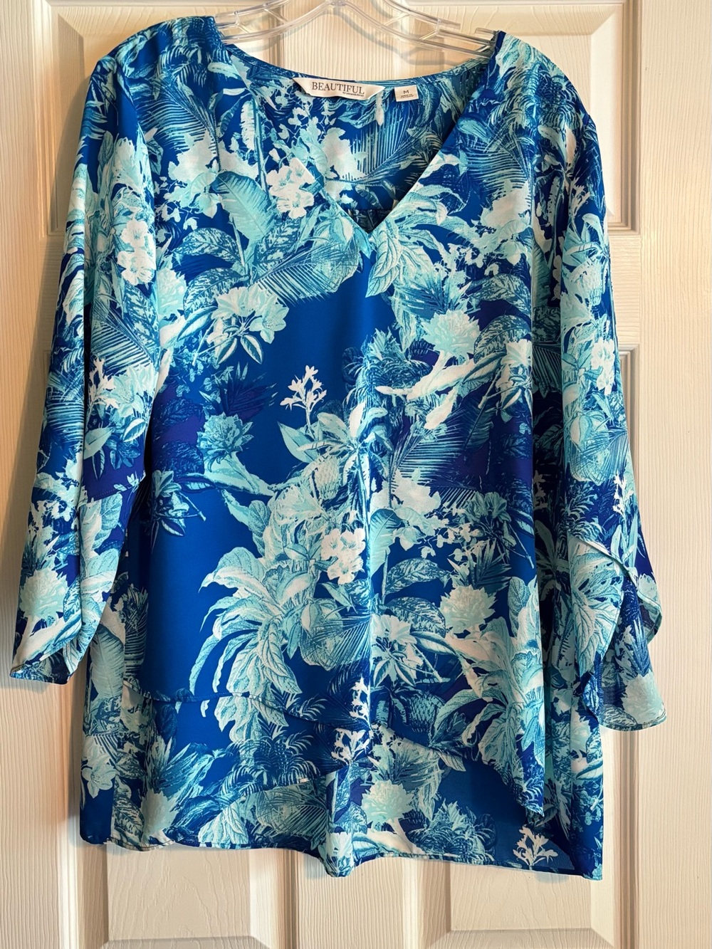 Brand Blue Tropical V-Neck Tunic